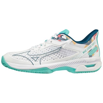 Zapatos Mizuno WAVE Exceed Tour 5 CC Mujer - Blancos / Turquesa - Chile M416GUABVF